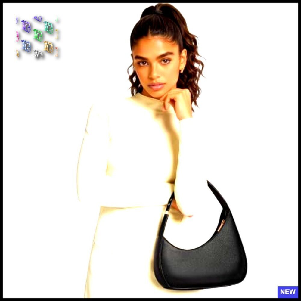 PU Leather Mini Shoulder Bag Chic Minimal Crescent Clutch Evening Out - Picture 4 of 7